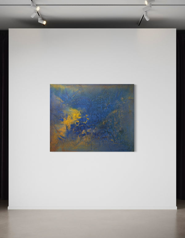 Abstract painting depicting the dynamic processes beneath the earth's surface, with swirling colors and intricate patterns.