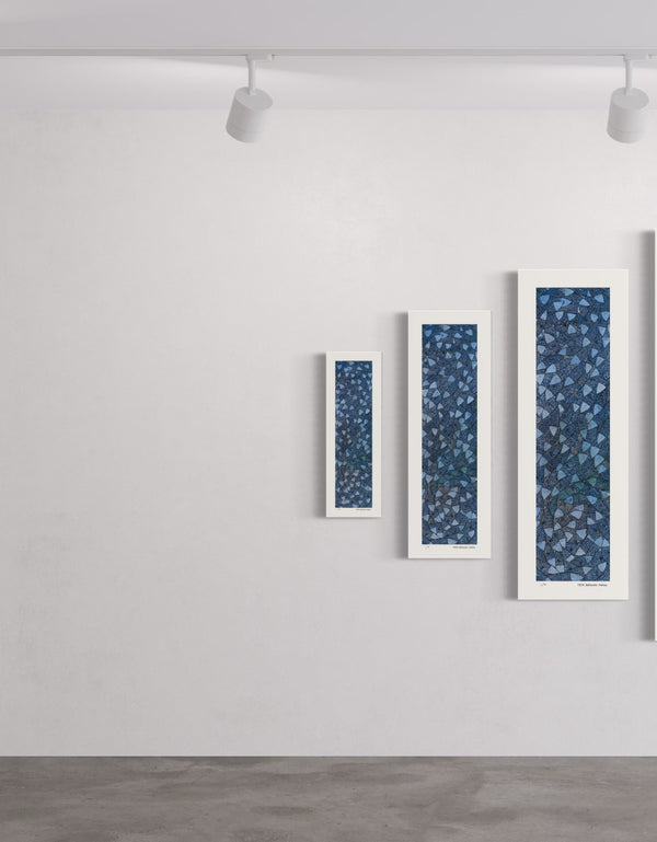 Fish Stick Sardines is a Limited Edition Print by Seth B. Minkin, with rich cobalt blues, seafoam greens, and vibrant golds, capturing detailed sardines.