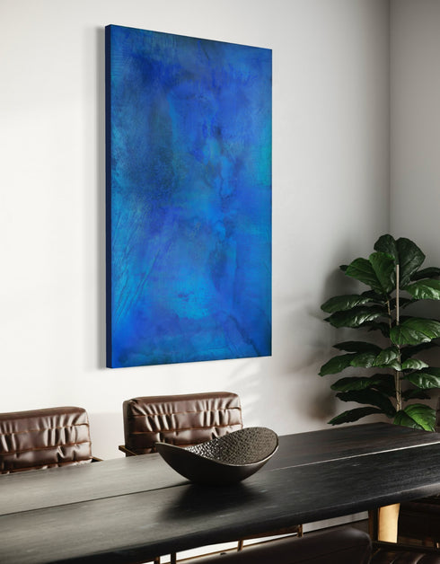 Versatile painting with golds, cobalt, and metallic pigments, celebrating water's beauty and its benefits to our overall well-being.